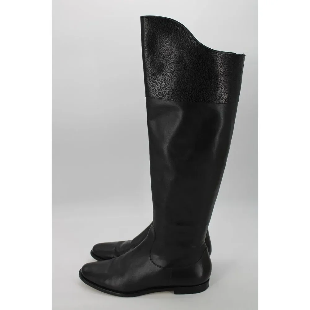 Black Women's Tall Leather Riding Boots